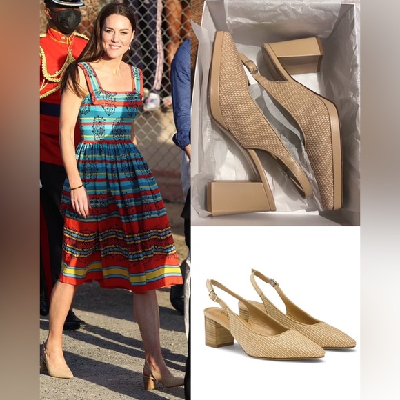 Russell & Bromley Shoes - Russell & Bromley 'Impulse' Slingback Pump in Natural Raffia- ASO Kate Middleton